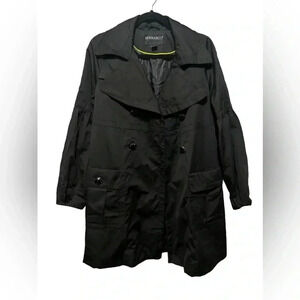 Bernardo Black Double Breasted Lightweight Jewel Button Trench‎ Size Small